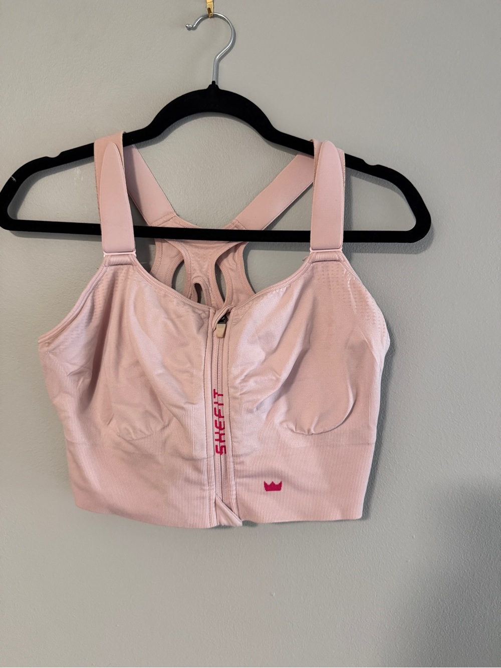 SHEFIT Light Pink Front-Zip Support Sports Bra